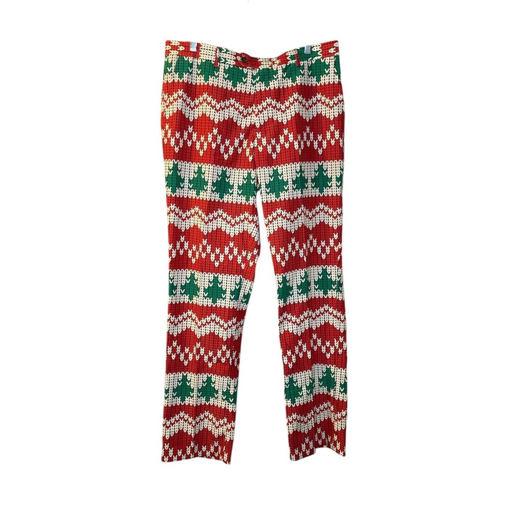 Shinesty Christmas‎ Knit Print Pants Red Green White Holiday Ugly Christmas